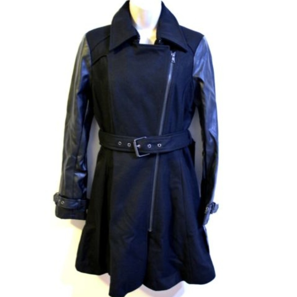 Gallery  Black Wool Blend Belted Jacket Size S 4 6